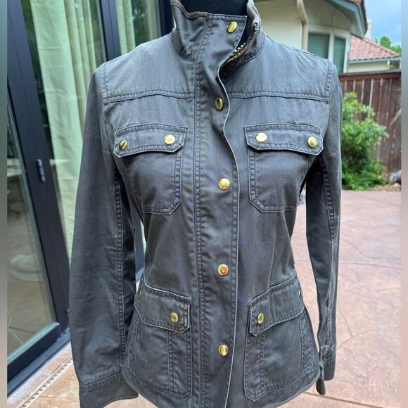 j crew downtown field jacket green lightweight utility coat Size XS - Picture 2 of 10